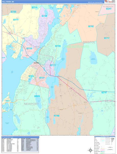 Fall River Wall Map